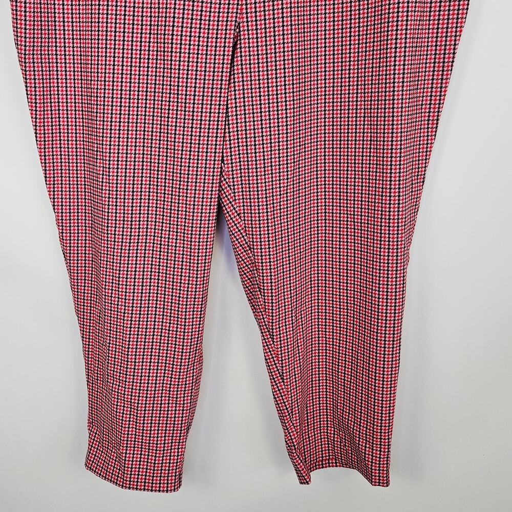New Cato Plus Size 28W Hi-Rise Slim Pants Pink Red Houndstooth Plaid Valentine - Picture 9 of 16